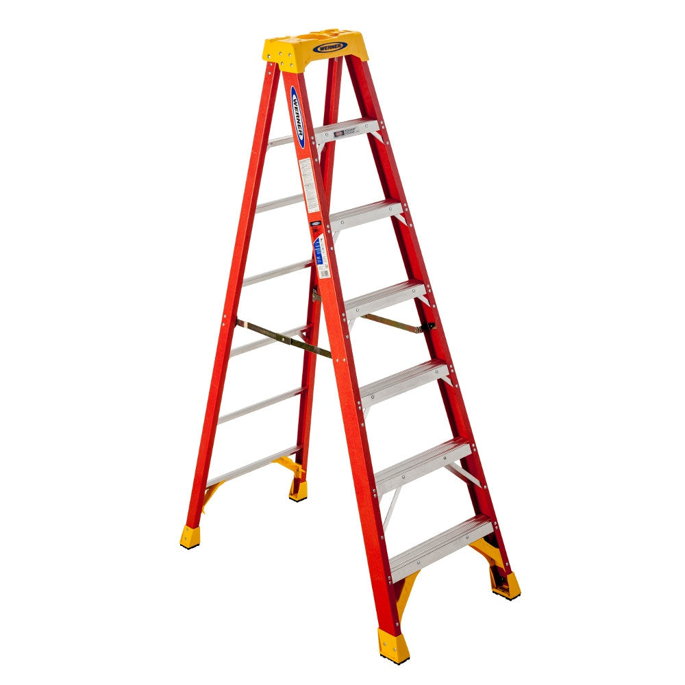 Werner 6200 7-ft Fiberglass Type 1a- 300-lb Load Capacity Step Ladder 6207