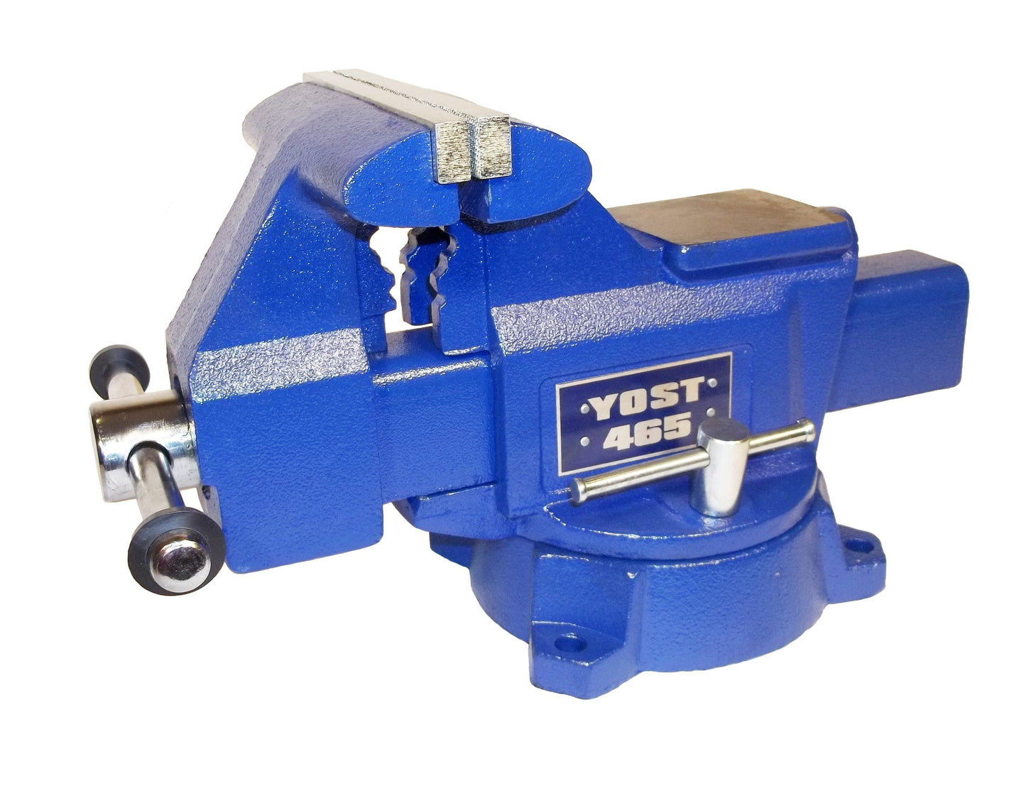 Yost Blue Cast Iron Bench Vise, 6-1/2-in Jaw Width, 5-1/2-in Jaw Opening, 3-3/4-in Throat Depth, 180 Swivel Base 465
