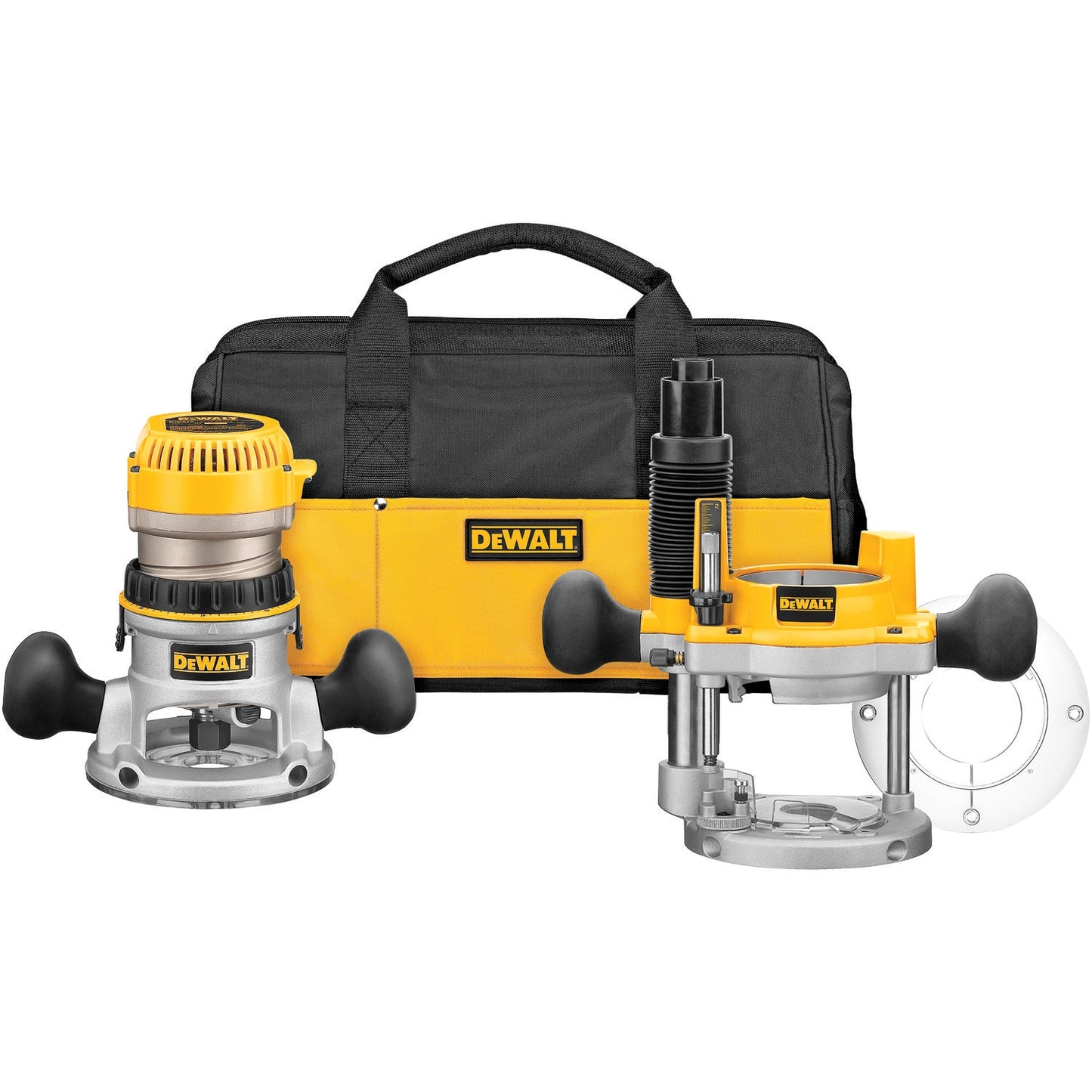 DEWALT 1/4-in and 1/2-in 2.25-HP Variable Speed Combo Fixed/Plunge Corded Router Soft Case DW618PKB