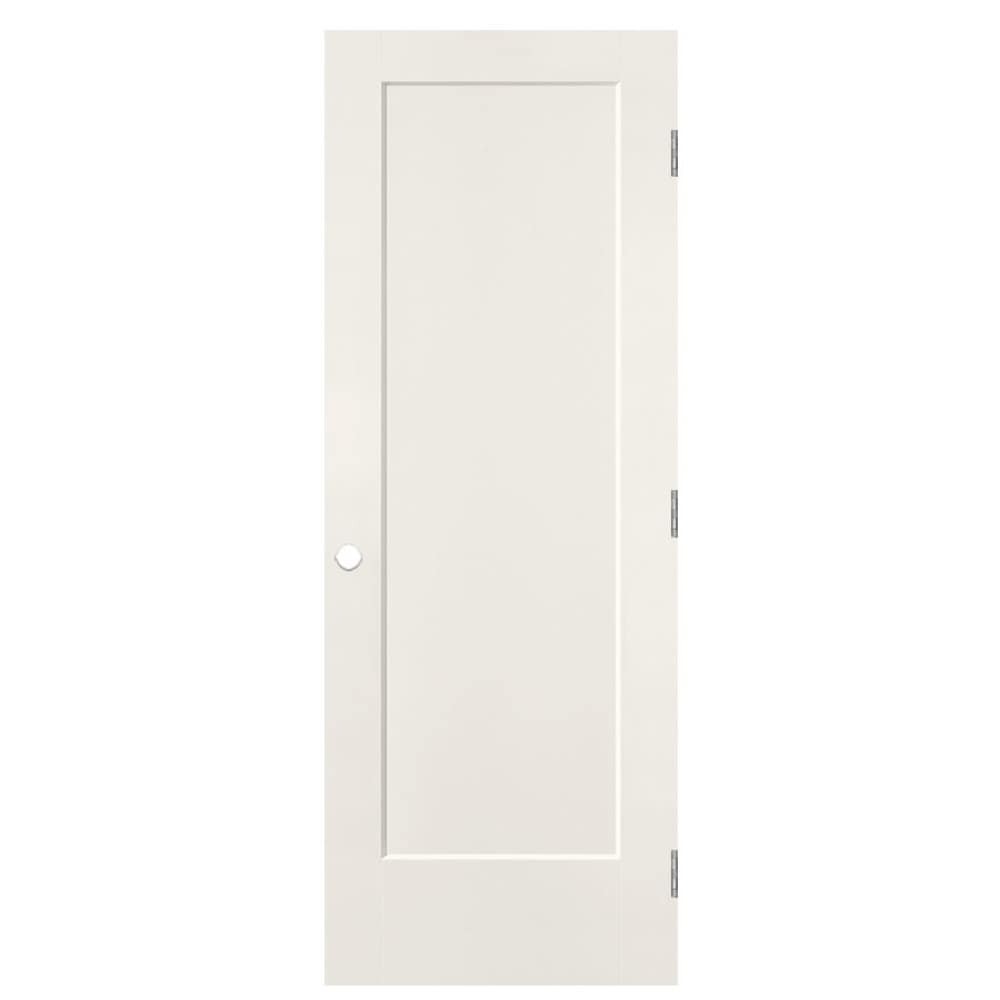 Masonite 28-in x 80-in White Hollow core 1-panel square Left hand Smooth Prefinished Molded composite Flat Jamb Single Prehung Interior Door