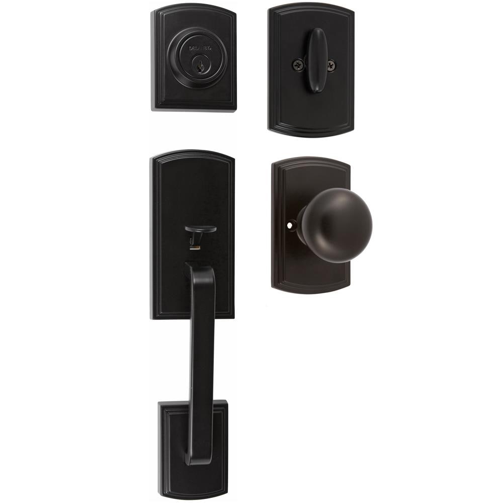 Delaney Hardware Visconti Black Single-Cylinder Deadbolt Entry Door Handleset Knob 374004SN