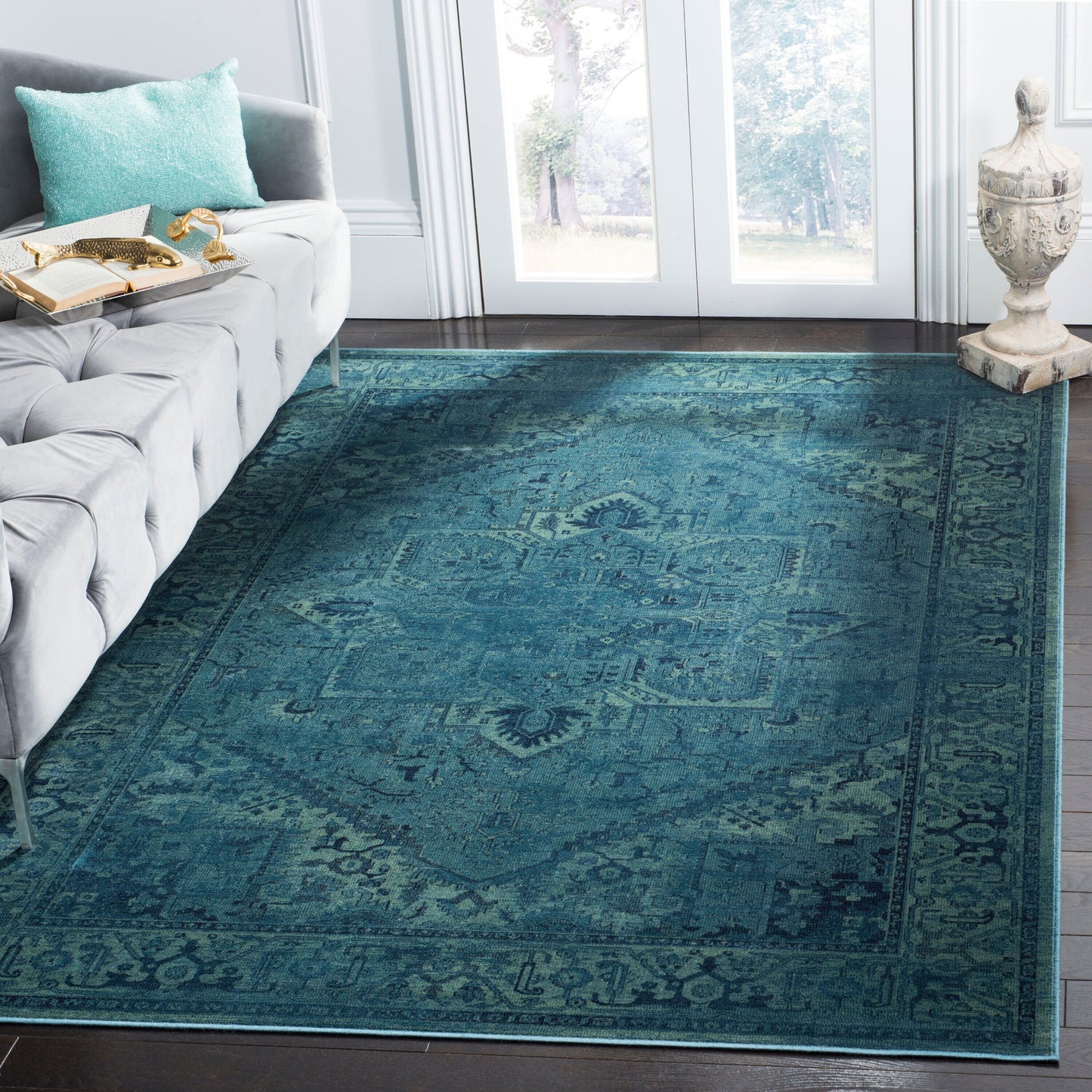 Safavieh Vintage Homaz 9 x 12 (ft) Loomed Turquoise Rectangular Indoor Distressed/Overdyed Vintage Area rug