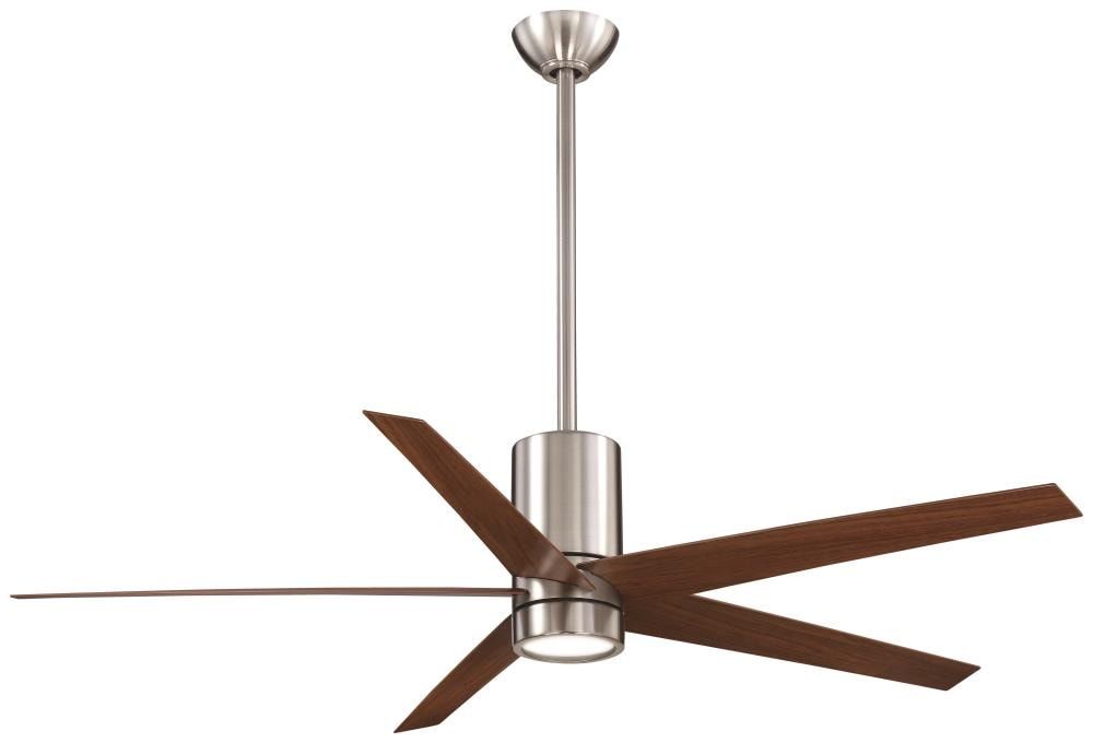 Minka Aire Symbio 56-in Integrated LED Brushed Nickel/Dark Walnut with Dark Walnut Blades Ceiling Fan With Light - Remote Included ( 5 -Blade )