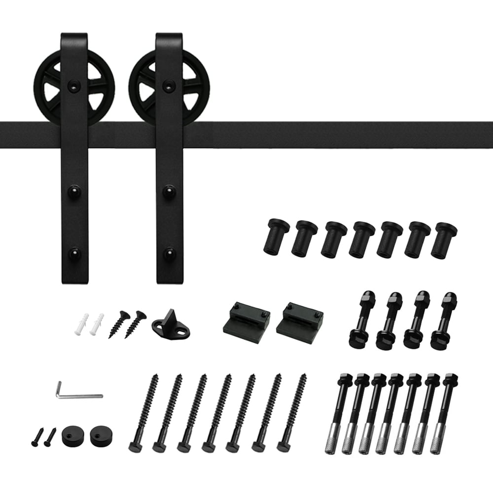 Clihome 60-in Matte Black Indoor/Outdoor J-strap Single Barn Door Hardware Kit X002AHJZU3-LTC