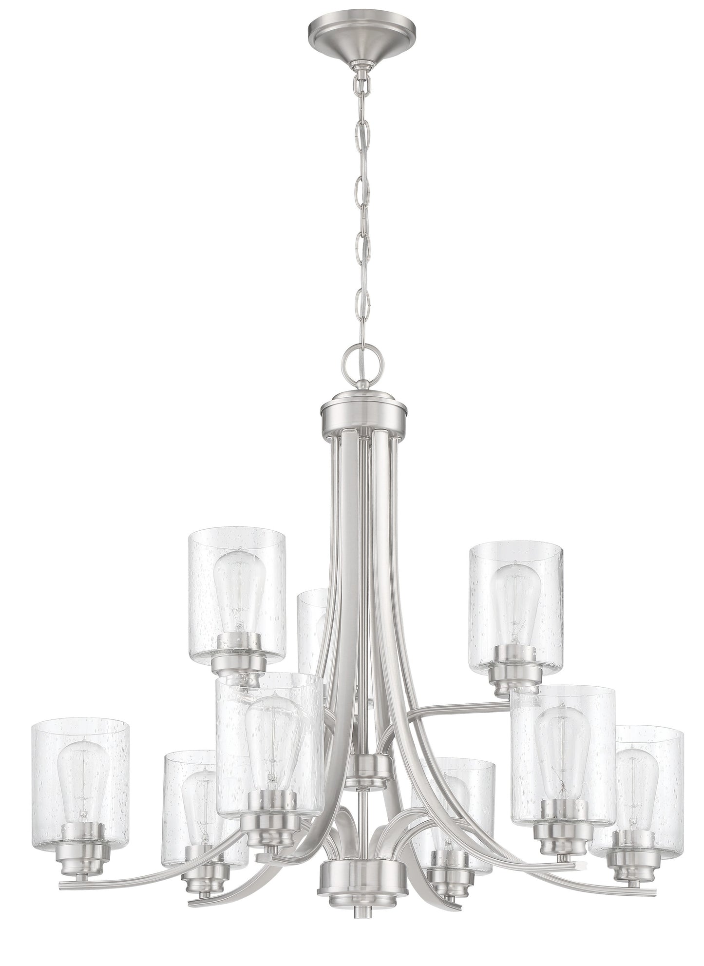 Craftmade Bolden 9 -Light Brushed Nickel Transitional For Use in Bedrooms, Dining Rooms, Foyers, Kitchens, Living Rooms Chandelier 2180001