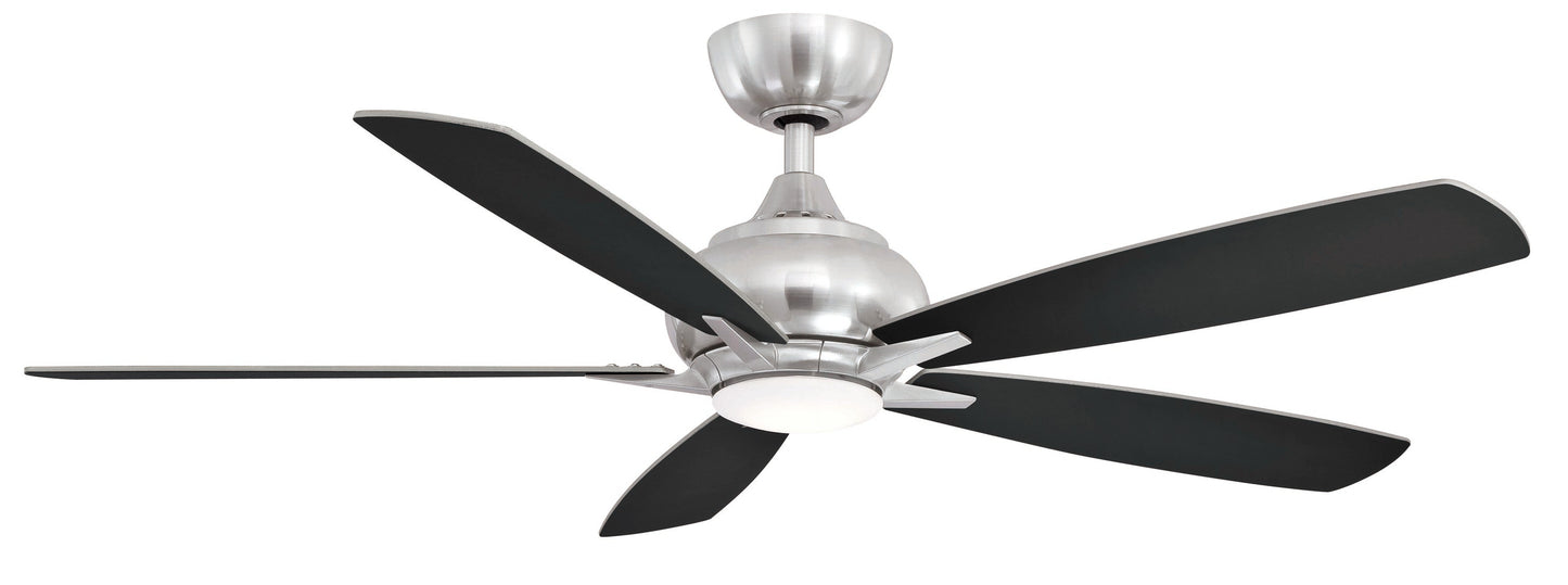 Fanimation Doren 52-in Integrated LED Brushed Nickel with Black Blades Ceiling Fan With Light - Remote Included ( 5 -Blade ) 2411247