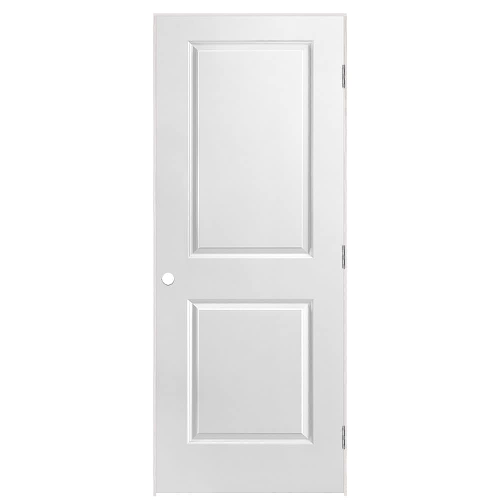 Masonite 32-in x 80-in Primed Solid core 2-panel square Left hand Smooth Primed Molded composite Flat Jamb Single Prehung Interior Door