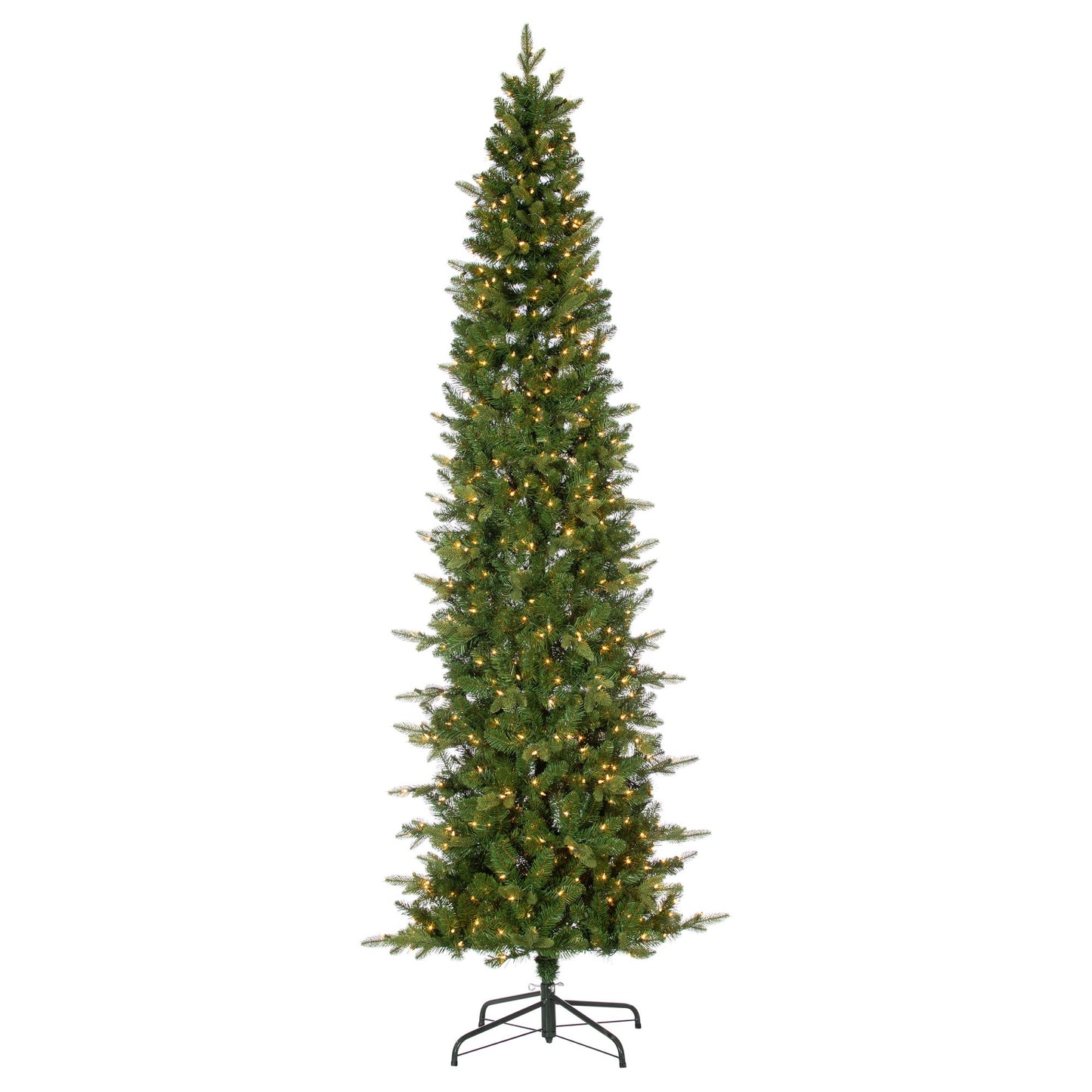 Sterling Tree Company 9-ft Pine Pre-lit Slim Artificial Christmas Tree with White Incandescent Lights