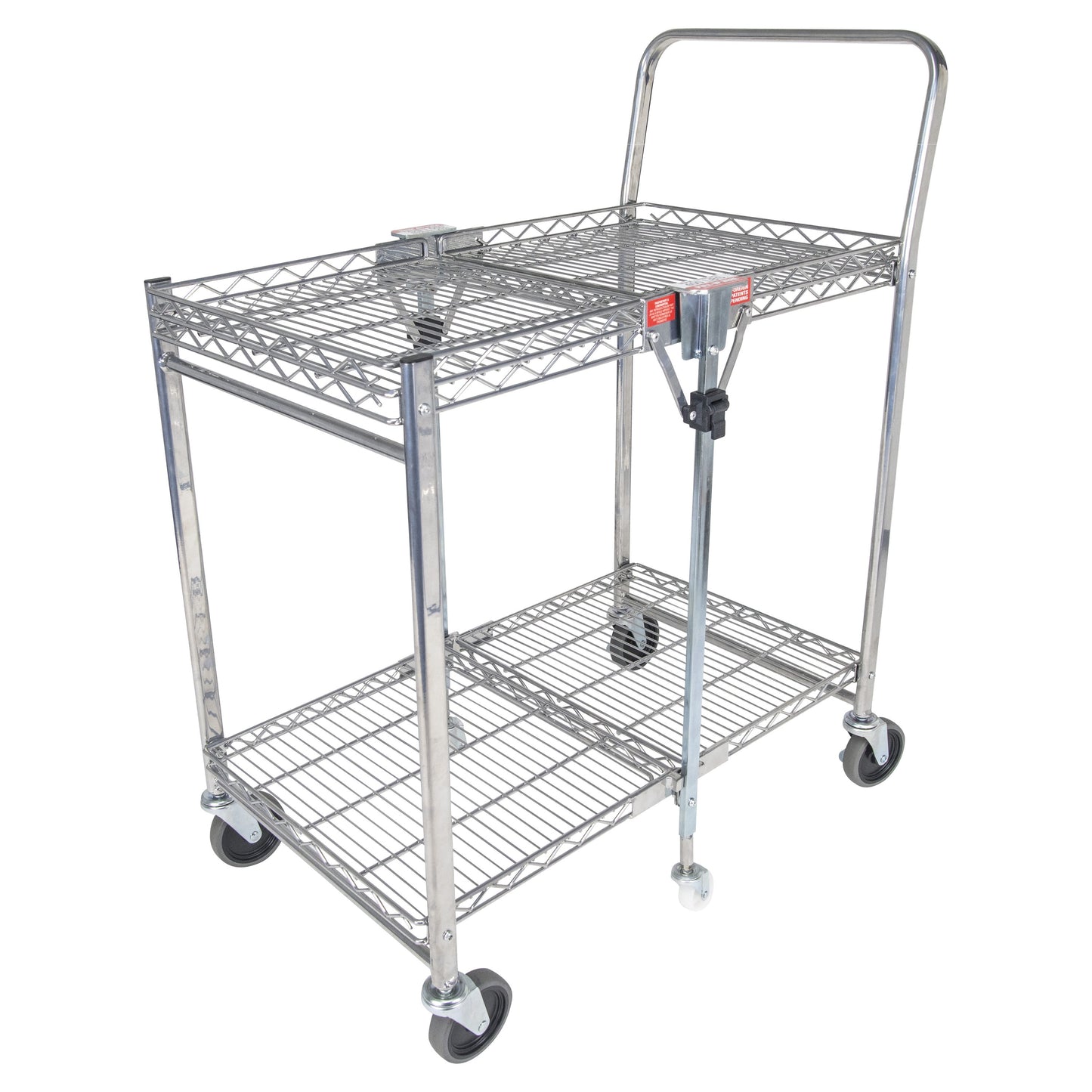 Bostitch Stowaway Folding Cart, Small Chrome - Portable Work Bench with Dual Shelves, 400 lbs Capacity BSAC-SMCR