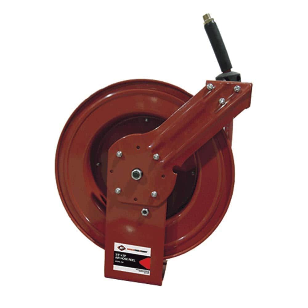 American Forge & Foundry Durable, Heavy Steel Construction, 3/8 In. X 50 Ft. Rubber Air Hose Reel with Heavy-duty Crimping and Spring Guard, 1/4 In. Npt 760