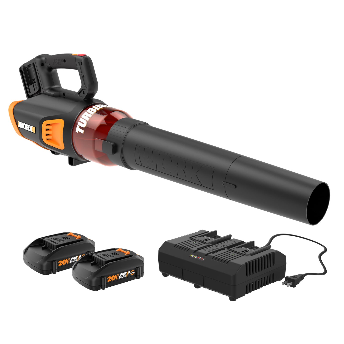 WORX Power Share 40-volt Max 430-CFM 90-MPH Battery Handheld Leaf Blower 2 Ah (Battery and Charger Included) WG584