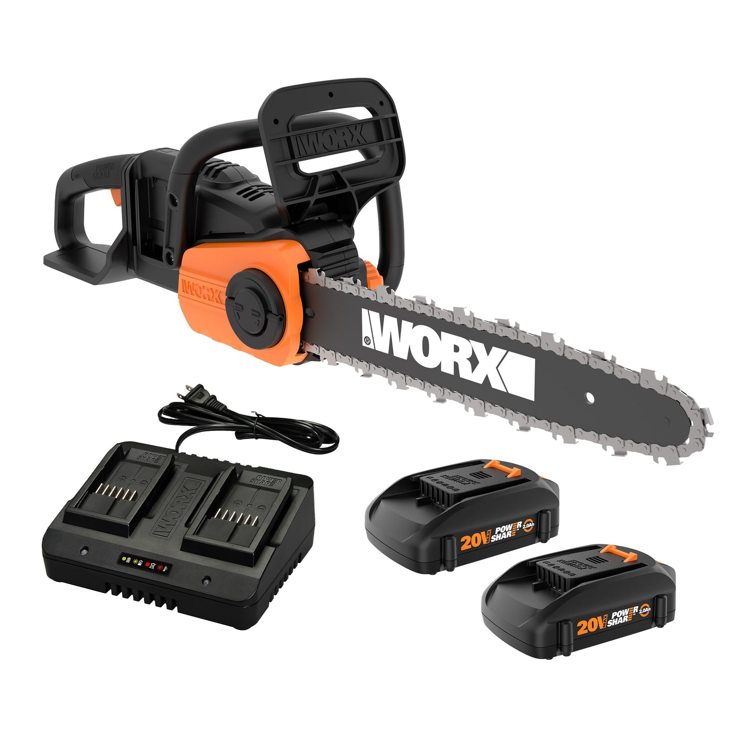 WORX Power Share 40-volt Max 14-in Brushless Battery 2 Ah Chainsaw (Battery and Charger Included) WG384