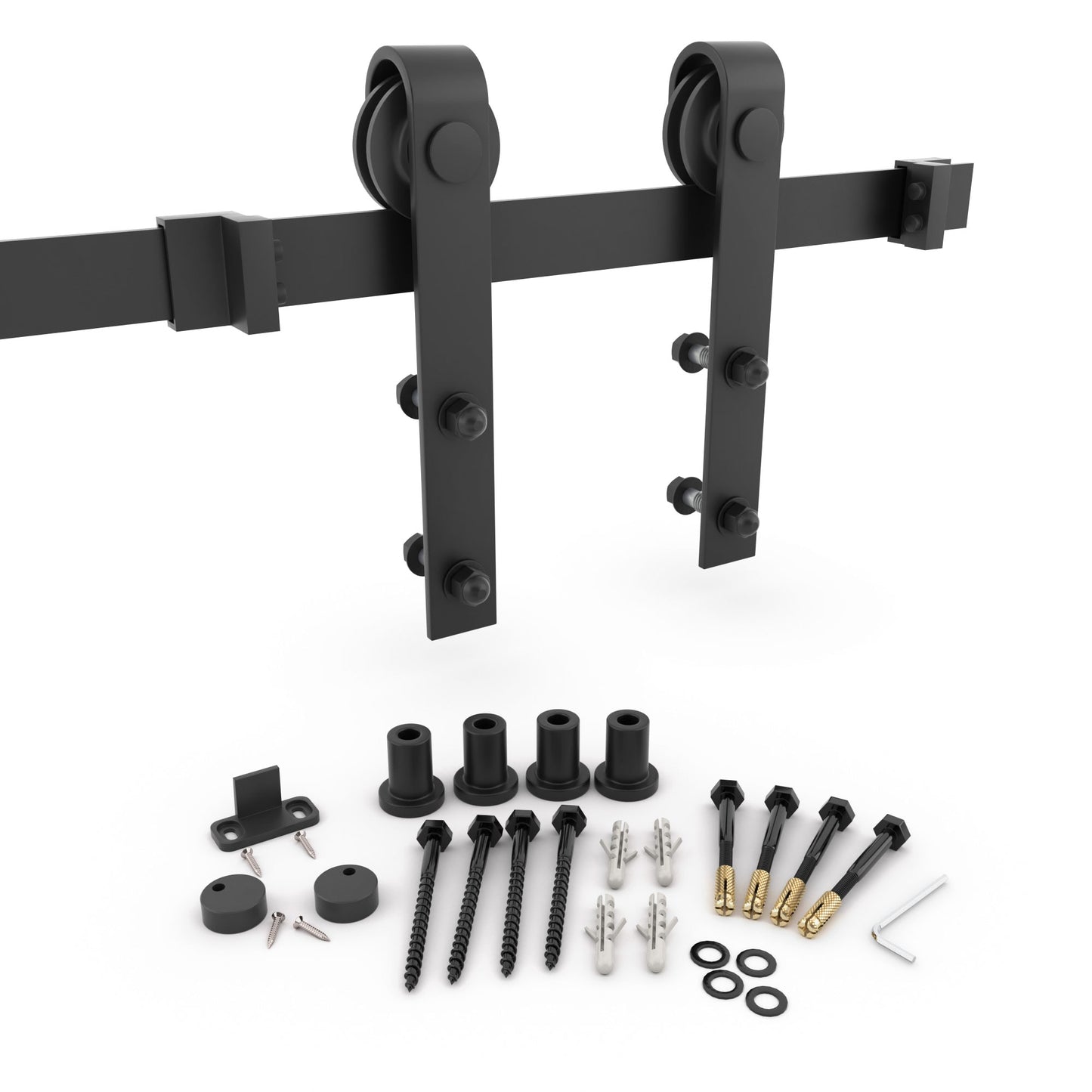 EightDoors 72-in Matte Black Indoor Standard Single Barn Door Hardware Kit B72BLACK