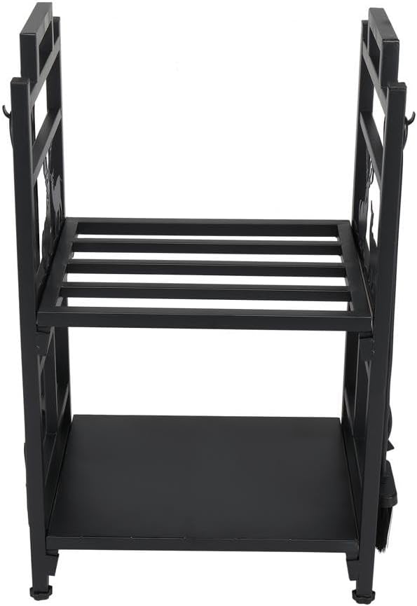 Firewood Rack Outdoor Wood Storage Log Holder with Carry Bag Hook Metal