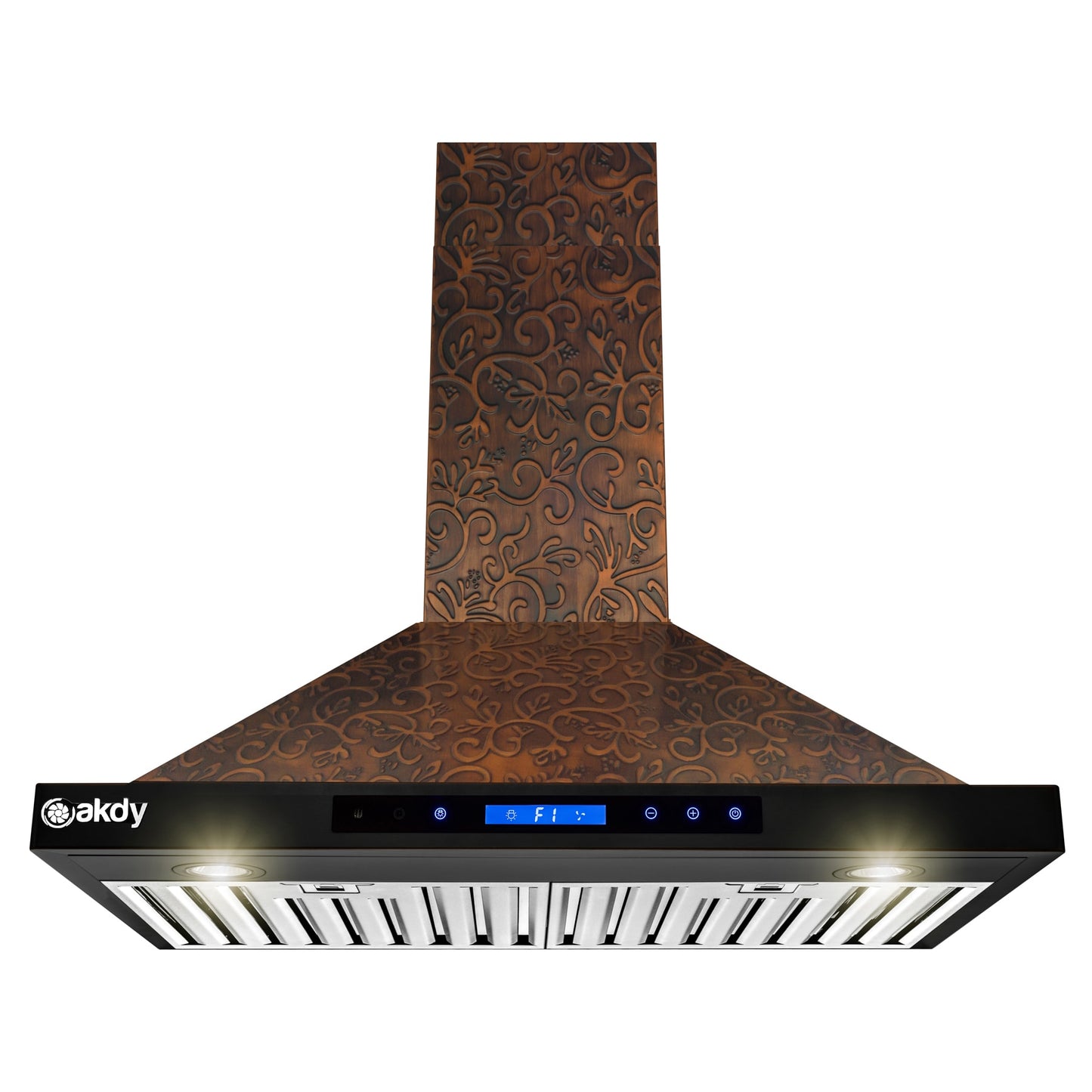 AKDY 30 inch Convertible 343-CFM Bronze/Embossing Copper Wall-Mounted Range Hood