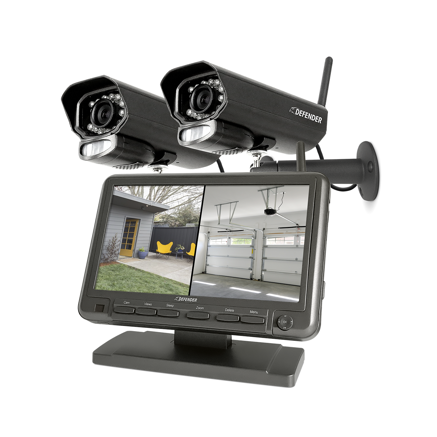 Defender Phoenixm2 7" Monitor Indoor/Outdoor 4-Channel 2-Camera Plug Bullet Sd (Included) Security Camera System PHOENIXM22C