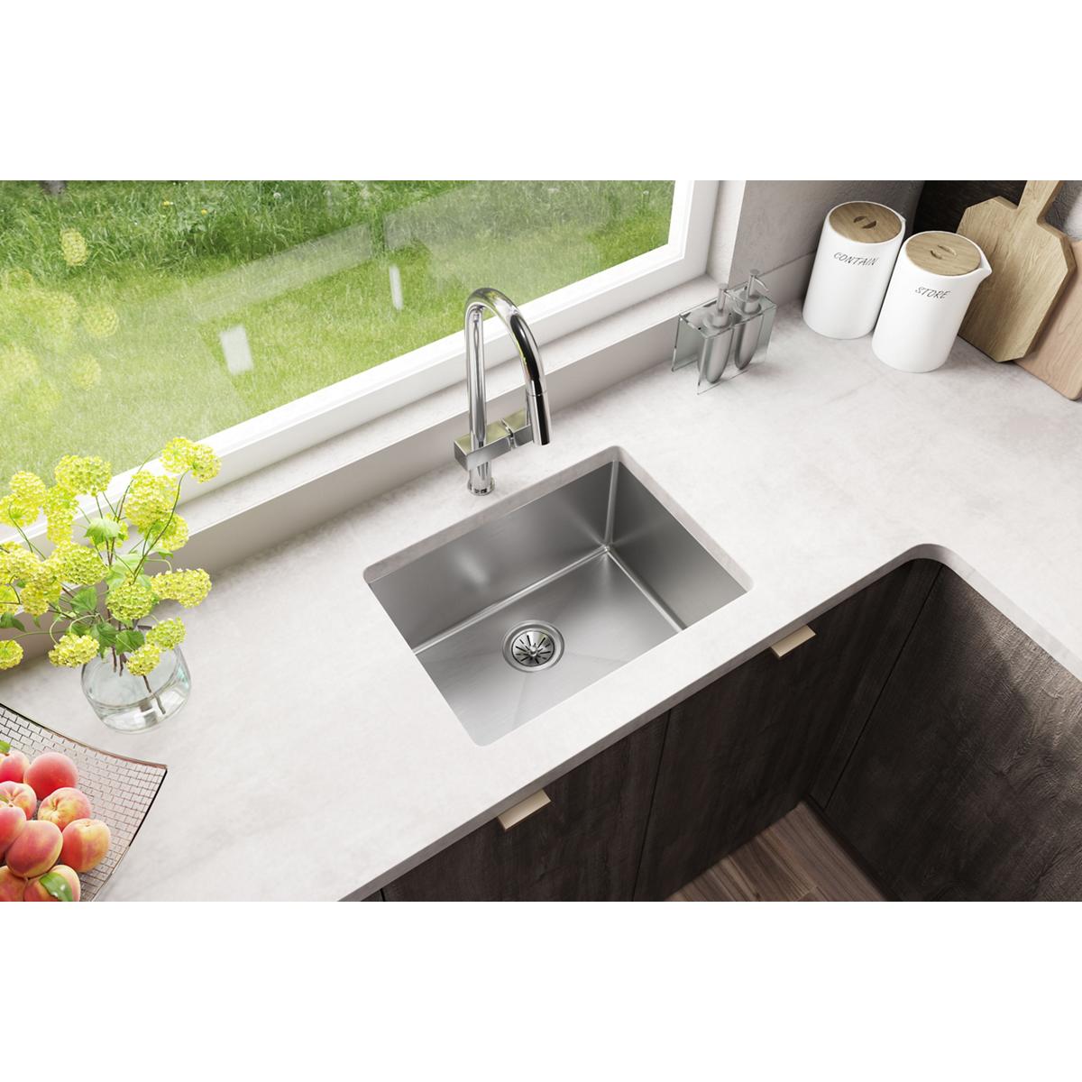 Elkay Crosstown Undermount 23.5-in x 18.25-in Stainless steel Single bowl 16 -Gauge Kitchen Sink