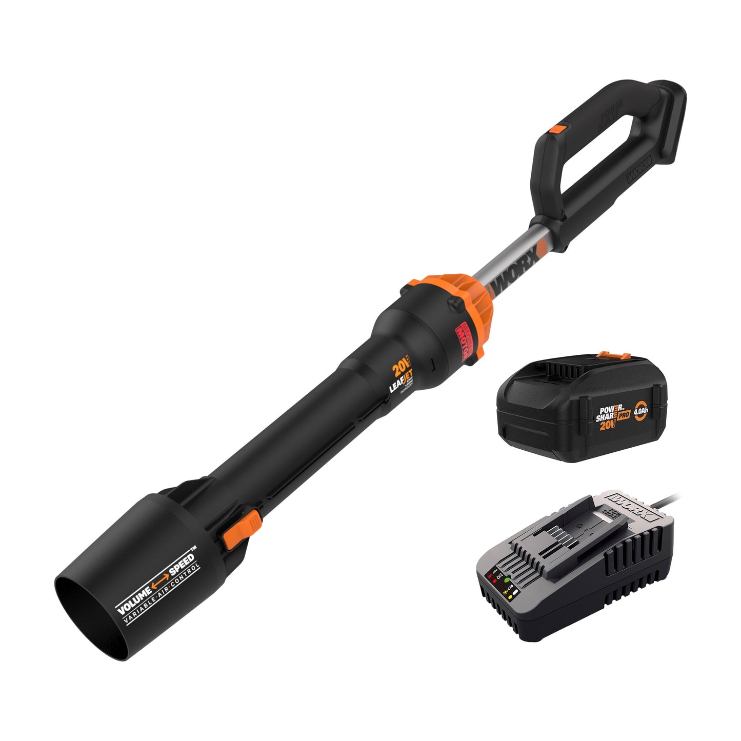 WORX POWER SHARE Leafjet 20-volt 410-CFM 130-MPH Battery Handheld Leaf Blower 4 Ah (Battery and Charger Included) WG543
