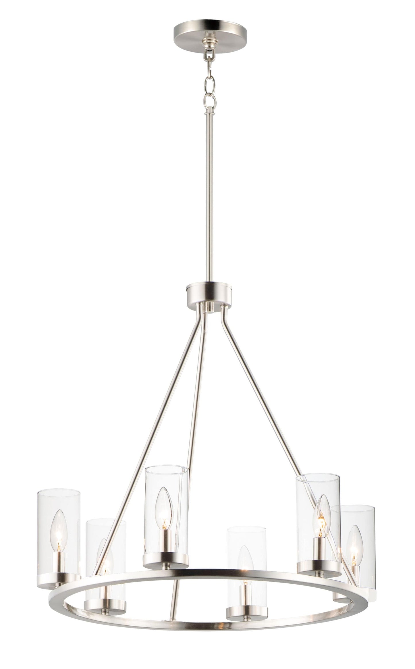 Maxim Lighting Sentinel 6 -Light Satin Nickel Transitional For Use in Bedrooms, Dining Rooms, Foyers, Kitchens, Living Rooms Chandelier