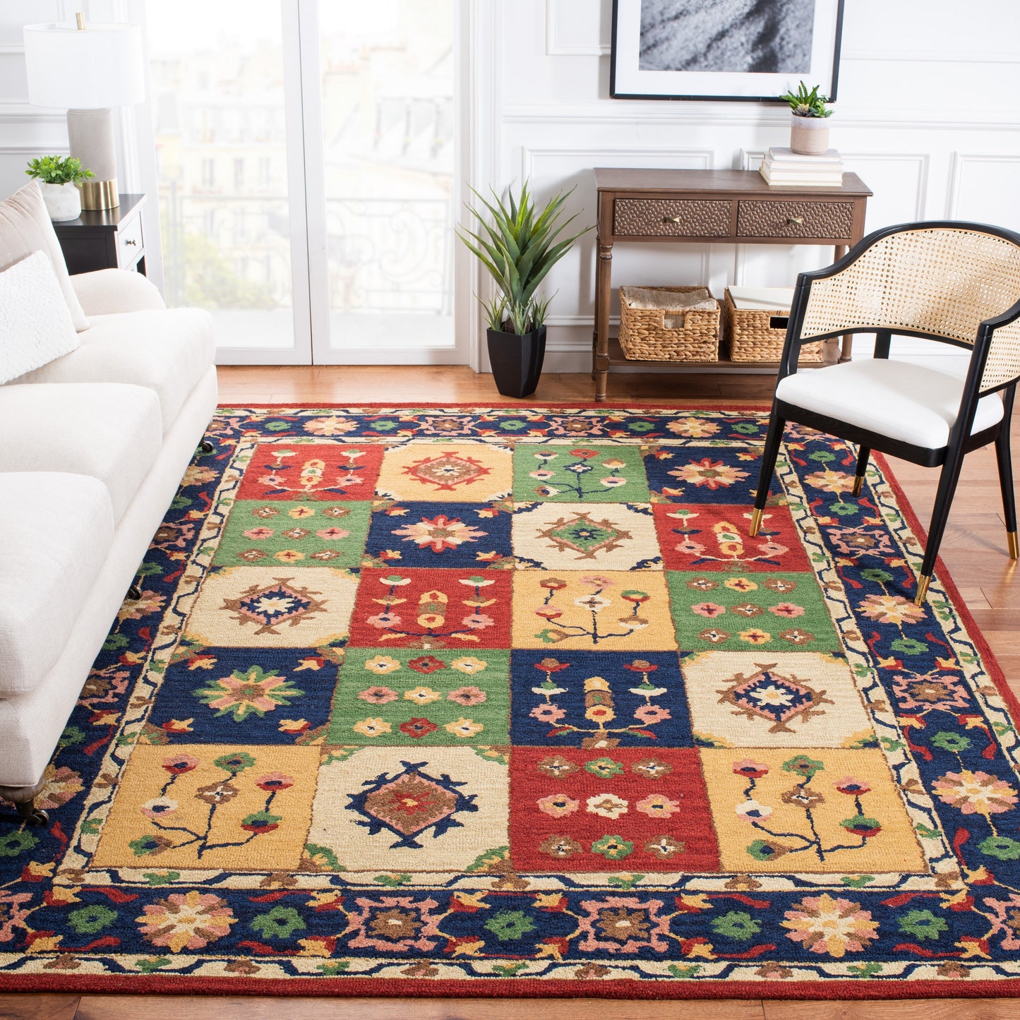 Safavieh Heritage Malti 9 x 12 (ft) Tufted Wool Green/Red Rectangular Indoor Floral/Botanical Farmhouse/Cottage Area rug