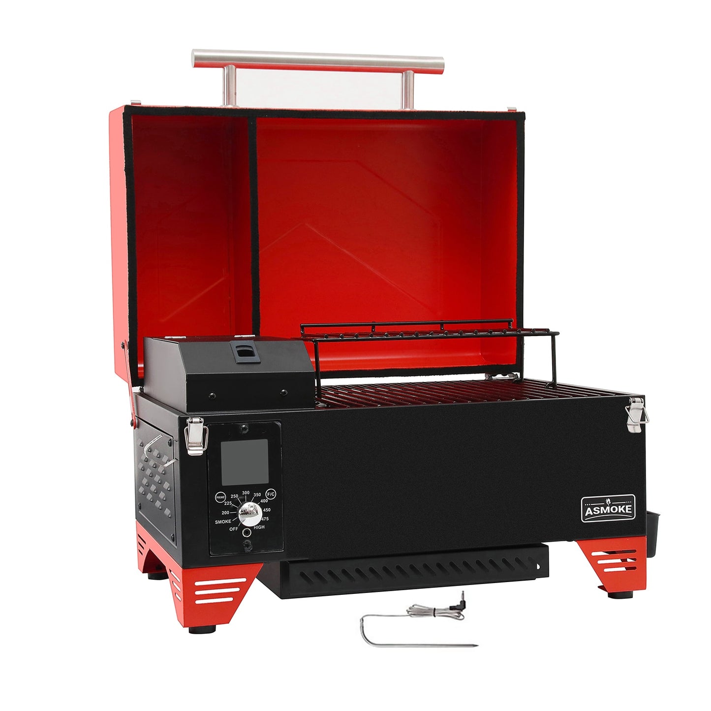 ASMOKE AS350 256-Sq in Burgundy Red Pellet Grill AS350-RED