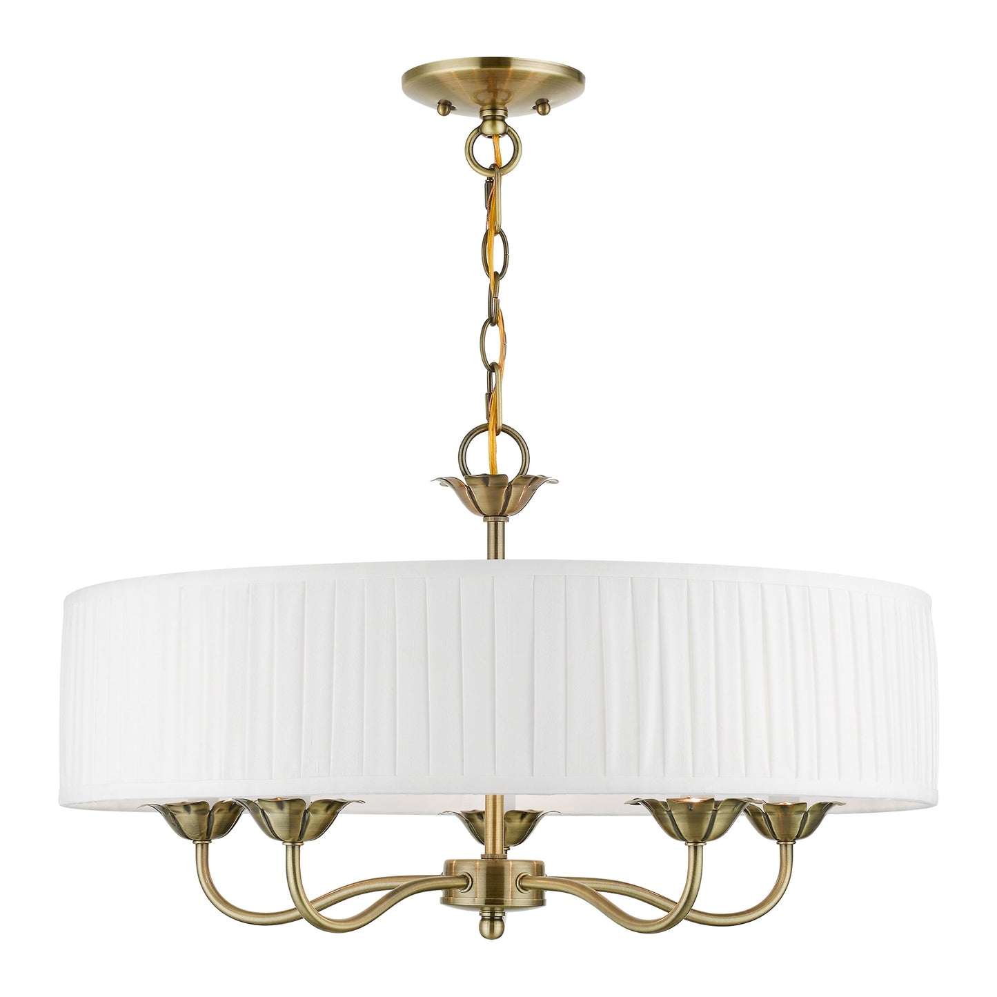 Livex Lighting Edinburgh 5 -Light Antique Brass Transitional For Use in Bathrooms, Bedrooms, Dining Rooms, Foyers, Kitchens, Living Rooms Chandelier