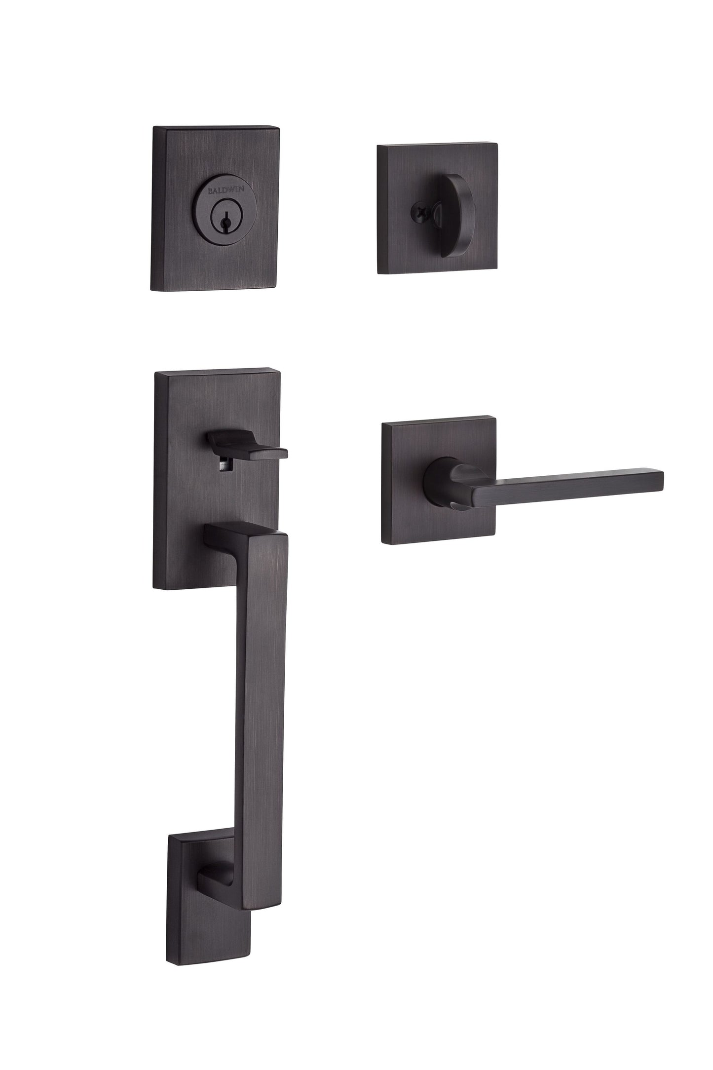 Baldwin Reserve Venetian Bronze Single Deadbolt Keyed Entry Door Handleset with Square Lever SCLAJXSQUCSR112