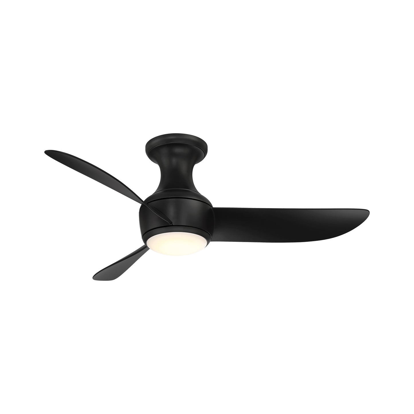 Modern Forms Corona 44-in Integrated LED Outdoor Flush Mount Smart Matte Black with Matte Black Blades Ceiling Fan With Light - Remote Included ( 3 -Blade )