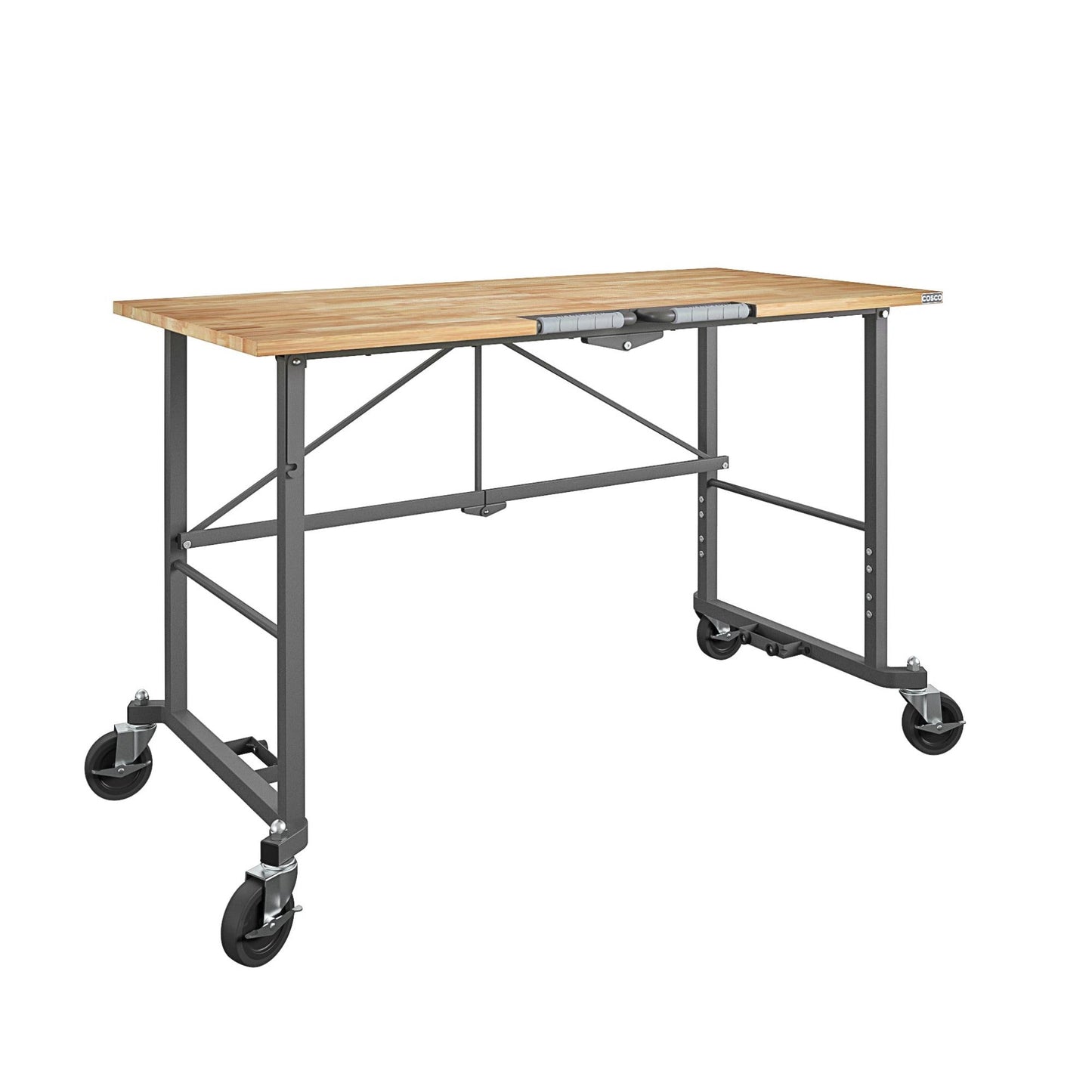 Cosco Rolling Grey with Hardwood Top Hardwood Portable Work Bench 66760DKG1E
