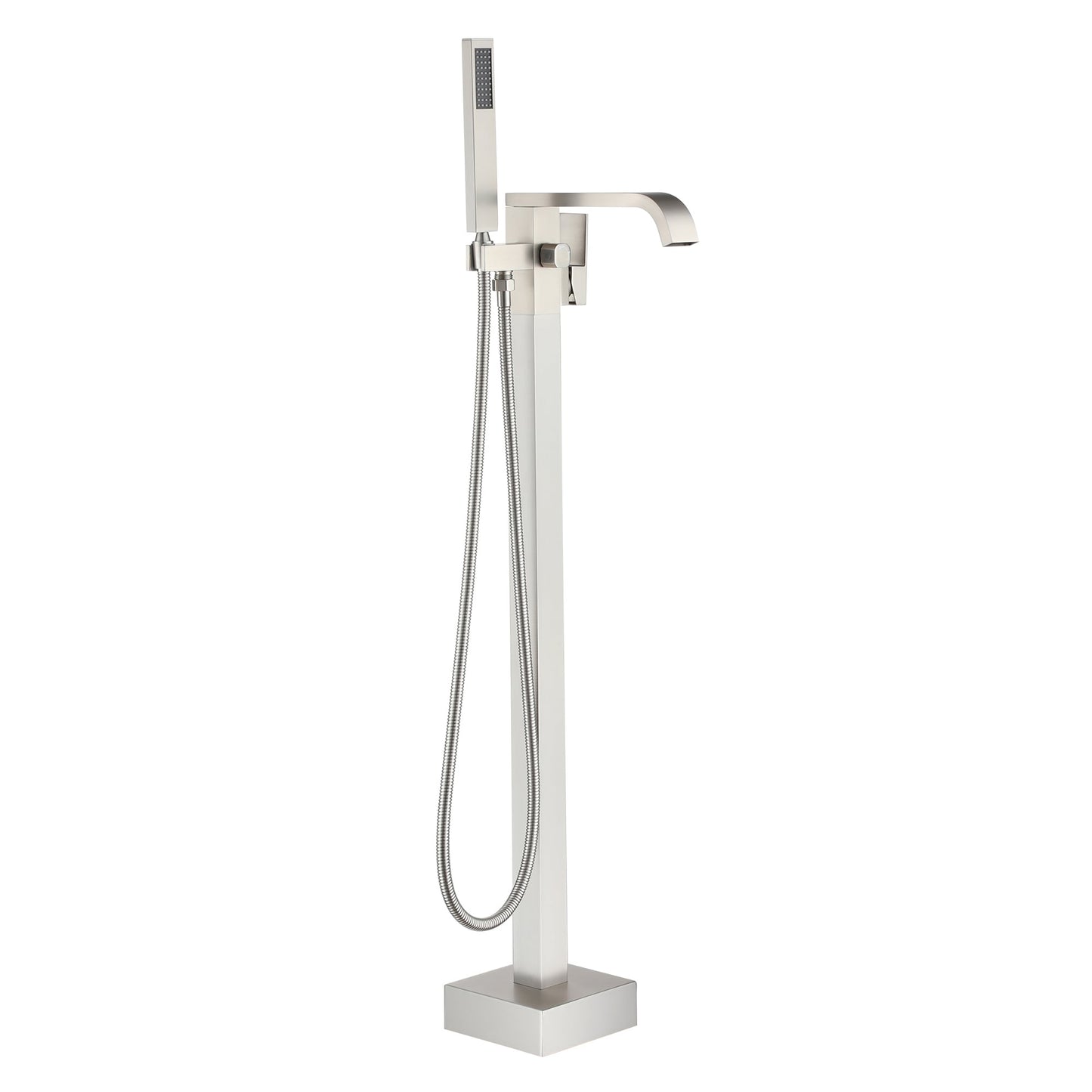 Clihome Brushed Nickel 1-handle Freestanding Mid-arc Bathtub Faucet with Hand Shower ( Valve Included )