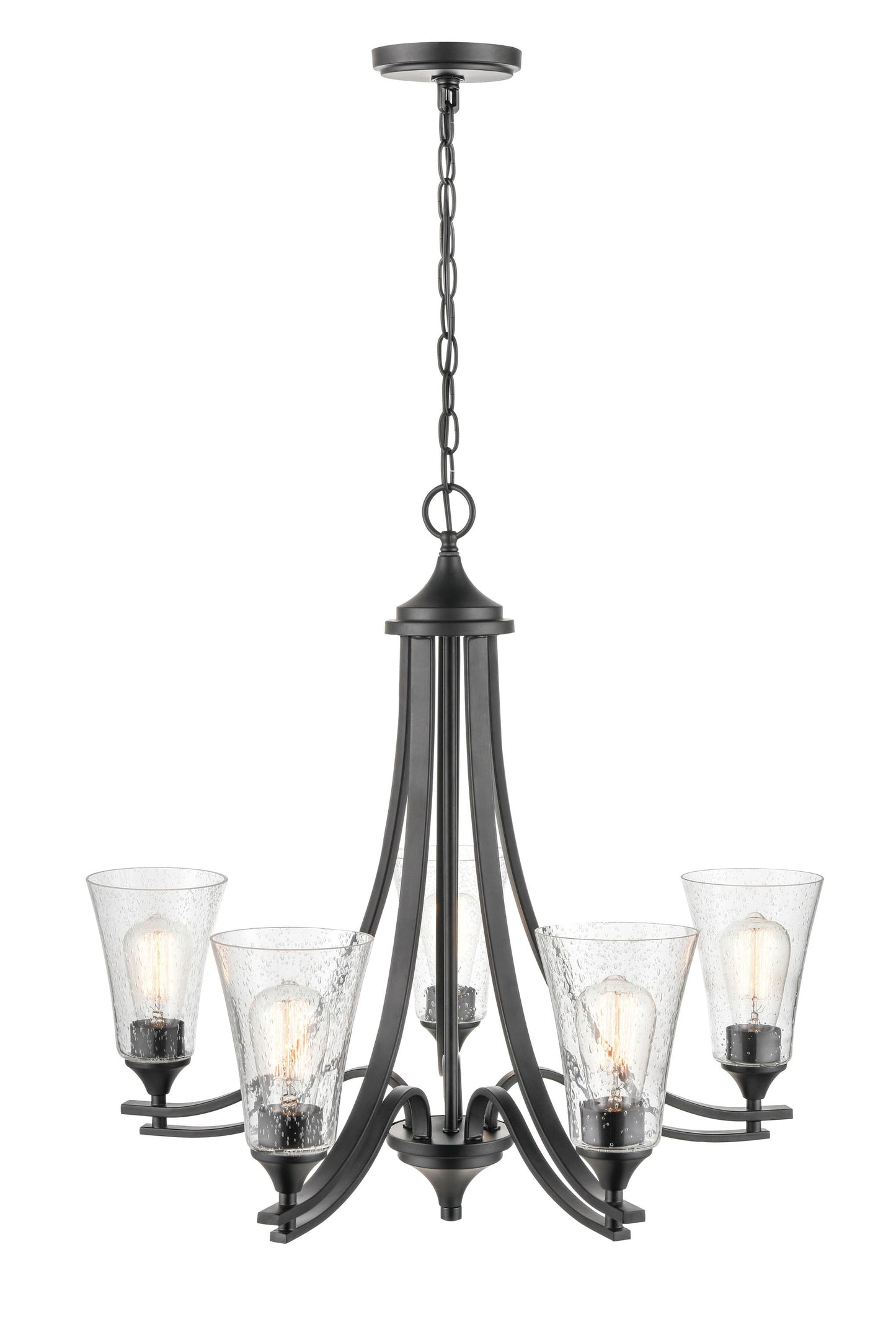 Millennium Lighting Natalie 5 -Light Matte Black Transitional For Use in Bedrooms, Dining Rooms, Foyers, Kitchens, Living Rooms Chandelier