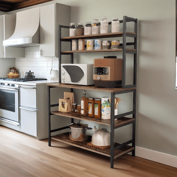 5-Tier Kitchen Bakers Rack, Multifunctional Storage Shelf with Reinforced Rods - for Kitchen, Bedroom & Living Room