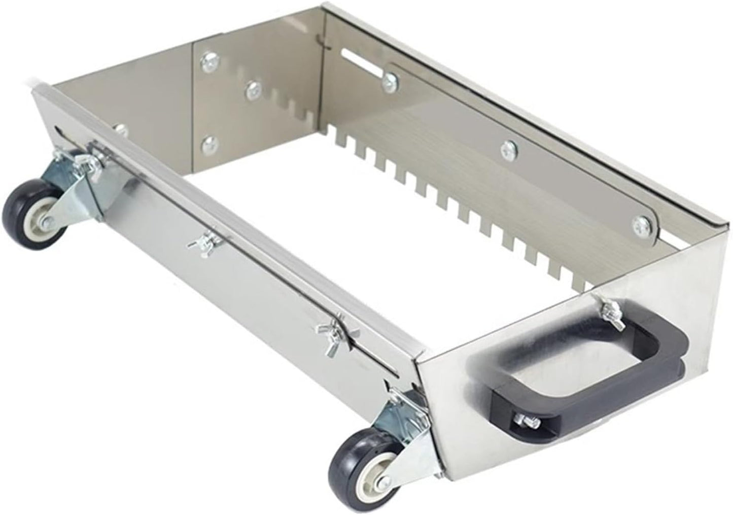 PCWLH Stainless Steel Notched Trowel with Wheels Handle , Adjustable Spreader Tool for Floor\/Wall Tiling, Groove Design