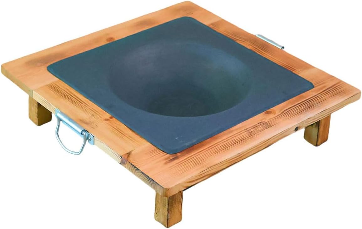 Fire Pit Table Solid Wood cast Iron Grill Brazier Heating Stove Barbecue Grill Household Charcoal Stove Square Metal Firepit Stove Backyard Patio Garden Fireplace