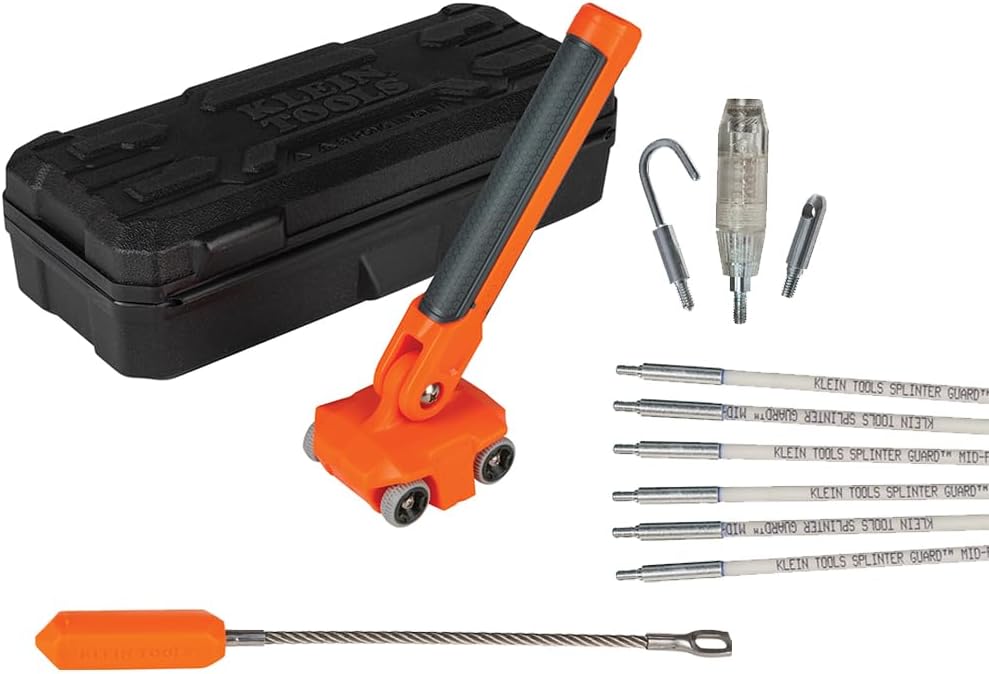 Klein Tools 80051 Wire Puller Kit, Made in USA, with 30-Foot Glow Fish Rod and Magnetic Wire Puller, 2 Piece