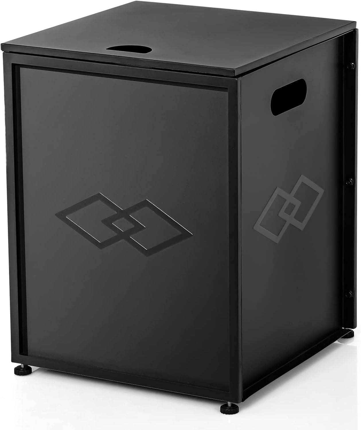 Propane Metal Tank Cover Table, 20 lbs Propane Tank Outdoor Gas Tank Storage, Hideaway Table for Gas Fire Pits,16-inch Hideaway Table with Side Handles, Black