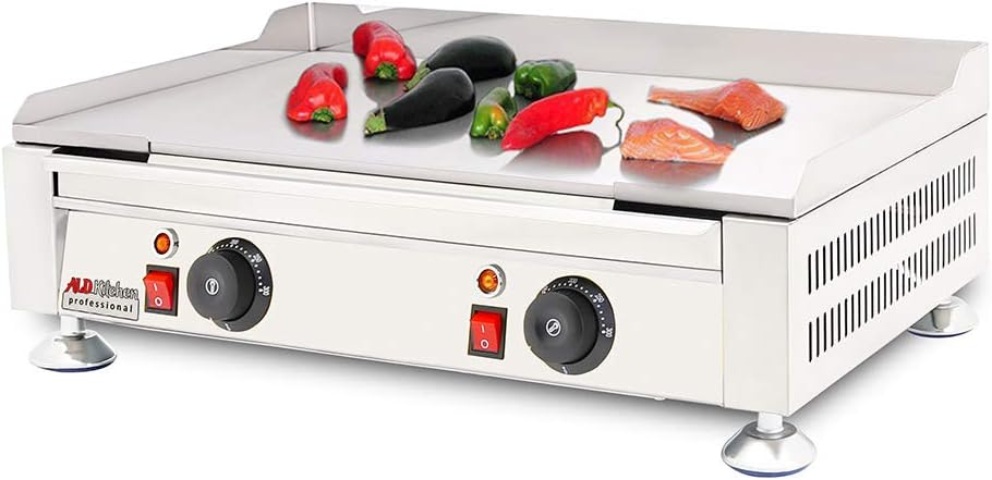 ALDKitchen Flat Top Griddle | Compact Teppanyaki Grill with Scapula | Manual Control | 110V (23.85" x 13.97")