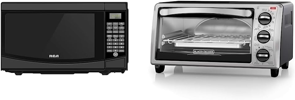RCA 0.7 Cu. Ft. Microwave and BLACK+DECKER 4-Slice Convection Oven | Countertop Appliances Bundle
