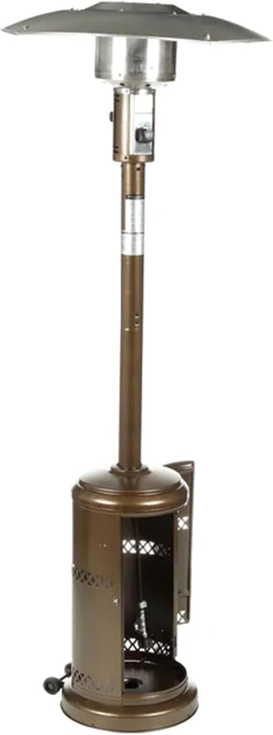 Four Seasons Courtyard 86" Freestanding Steel 40K BTU Liquid Propane Gas Patio Heater with Adjustable Temperature Control for Outdoor Backyard, Bronze