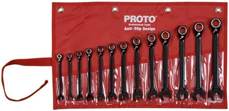 13 pc BLK Chrome Reversible Combo Ratchet Wrench Set-Spline