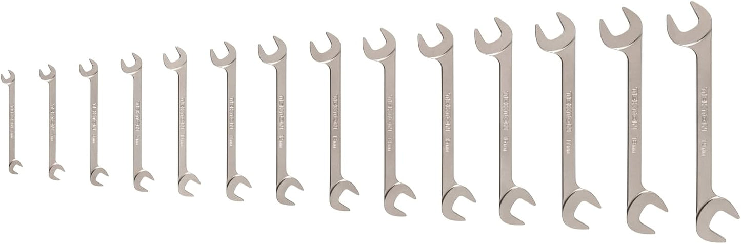 TEKTON Angle Head Open End Wrench Set, 14-Piece (6-19 mm) | WAE92001 | Made in USA