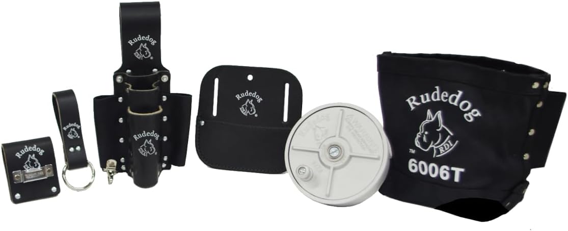 Rodbuster Tool Belt Package – 6 Piece, Premium Rodbuster Package – Tie Wire Reel, Pad, Rodbuster Pouch, Spud Holder, Bolt Bag - Rudedog USA #9021