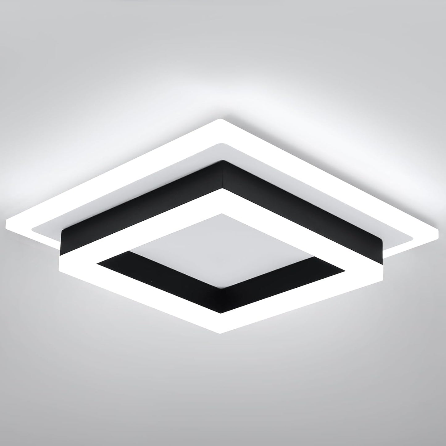 EIDISUNY 32W Modern LED Ceiling Light, Small Flush Mount Light Fixture, 6000K Cold White Ceiling Lamp, Square Hallway Lighting Fixtures for Living Room Bedroom Bathroom Kitchen (White, Cold White)