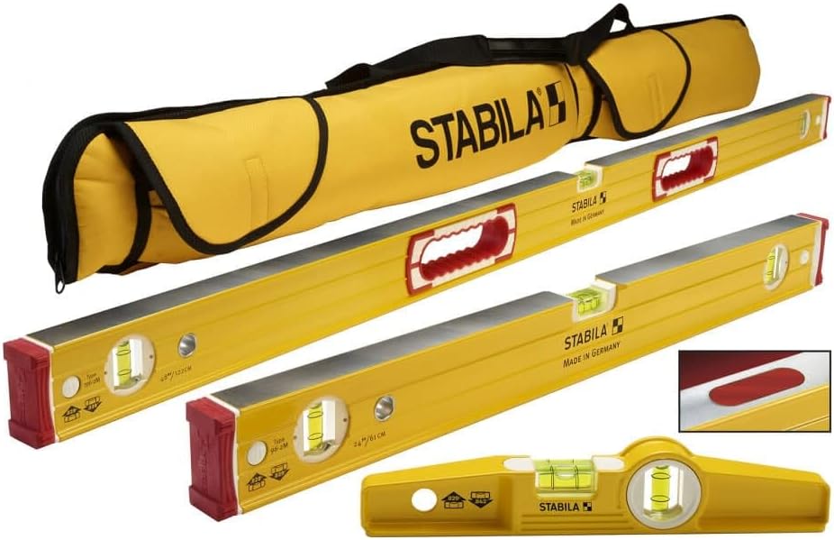 Stabila 96M Magnetic Level Set Kit - 48"/24" Torpedo and Case,Yellow
