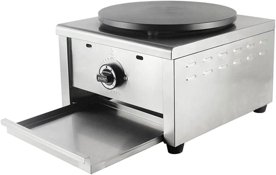16''Commercial Gas Crepe Makers Machine LPG Gas Pancake Machine Griddle Maker Machine with Low Pressure Valve for Blintzes, Eggs, Tortilla
