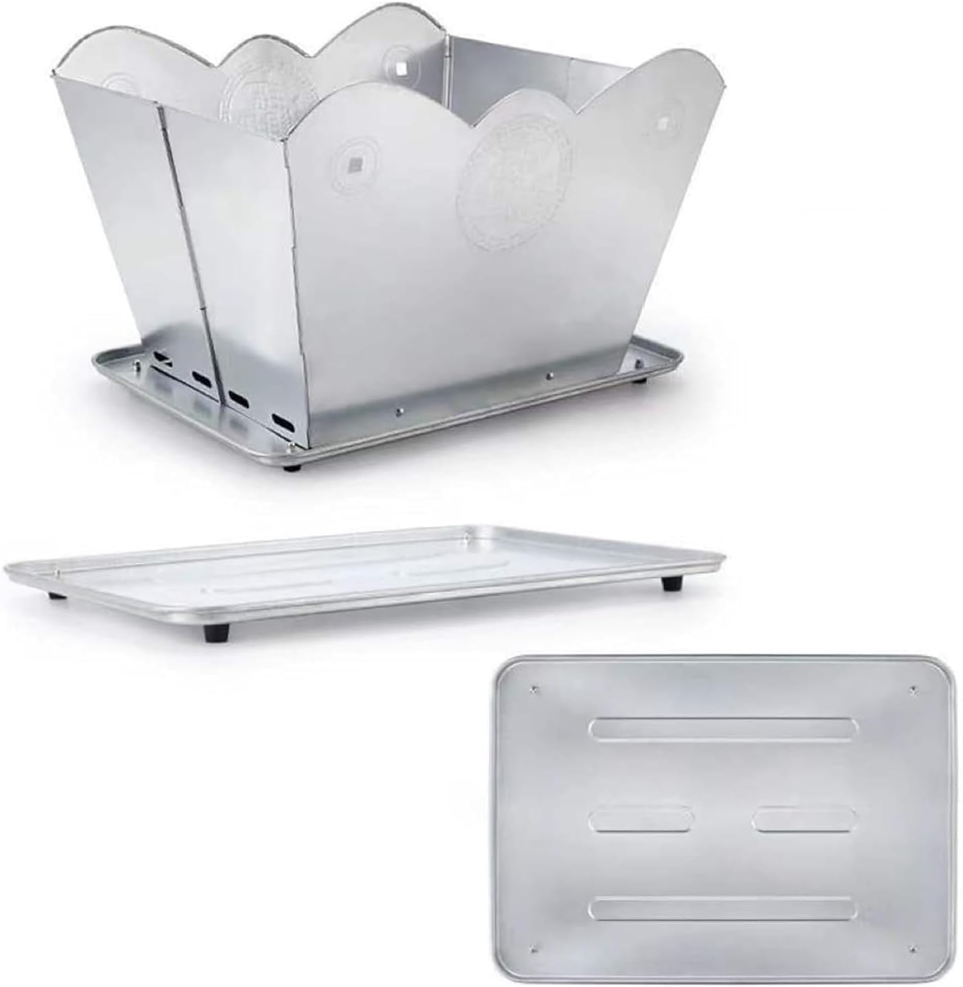 Smokeless Burn Barrel,Burn Barrel, Foldable Stainless Steel Incinerator Cage,Burn Barrels for Outside for Burning Trash,(Silver Galvanized Tray 40x36x28cm\/15.7 * 14.2 * 11in)