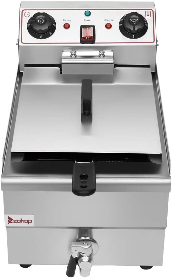 8L Commerical Deep Fryer,1500W MAX Stainless Faucet Steel Single-Cylinder Electric Fryer,Kitchen Restaurant Frying Machine With 60-Minute Timers