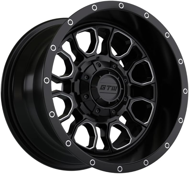 GTW Volt 12 Inch Aluminum Golf Cart Wheel 12x7 | 4-4 Bolt | 3:4 Offset (Matte Black/Machined)