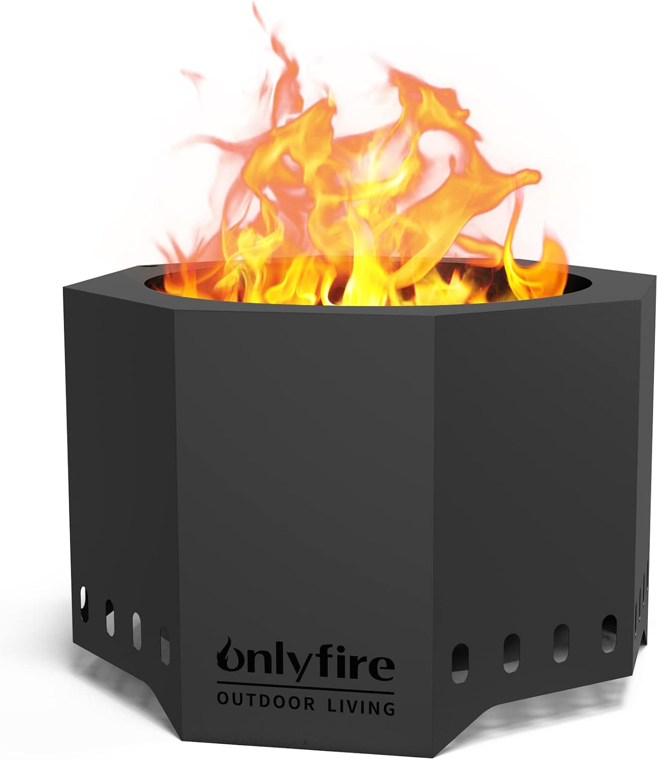 ONLYFIRE OUTDOOR LIVING 24" Modern Fire Pit, Premium Portable Outdoor Firepit for Camping Tailgating Patio Backyard Beach Party, Smokeless Wood Burning Fireplace, Black FP013