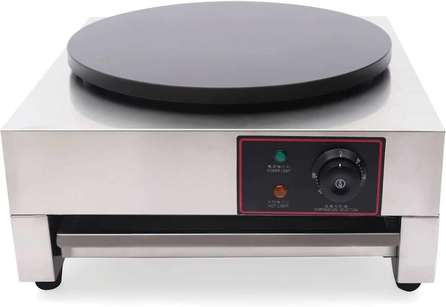 1.7KW Electric Crepe Maker Circular Crepe Maker Machine with Non-Stick Single Heating Plate and Adjustable Temperature Ideal for Commercial Home Use